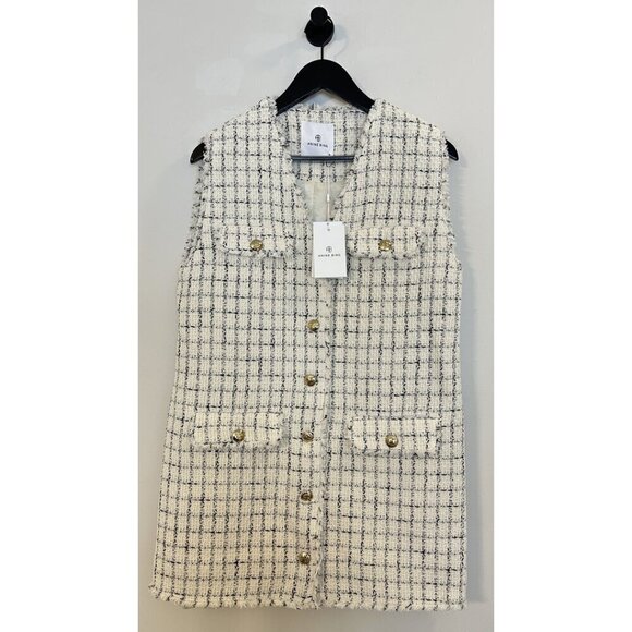 ANINE BING Janet Tweed Dress in White Plaid Size Medium NWT - Picture 5 of 15